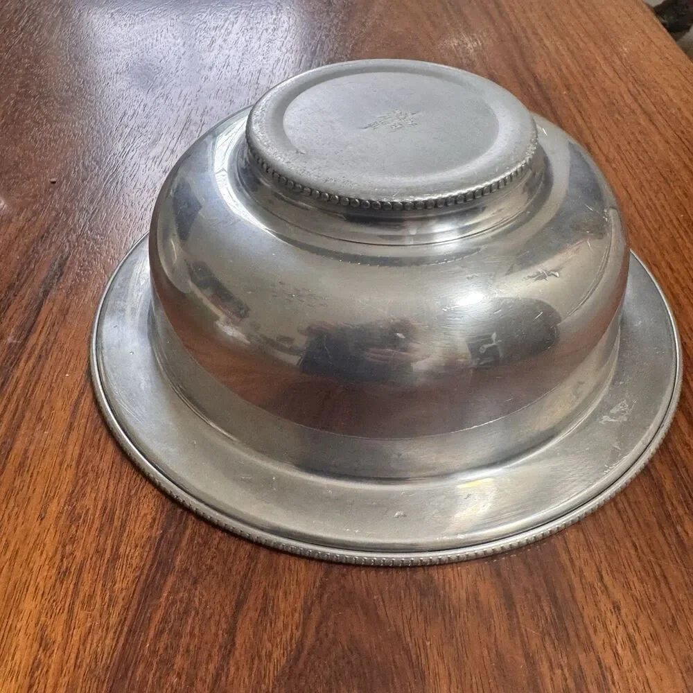 Vintage BW Buenilum Aluminum Covered Bowl Casserole Serving Dish Crimped Edge 9